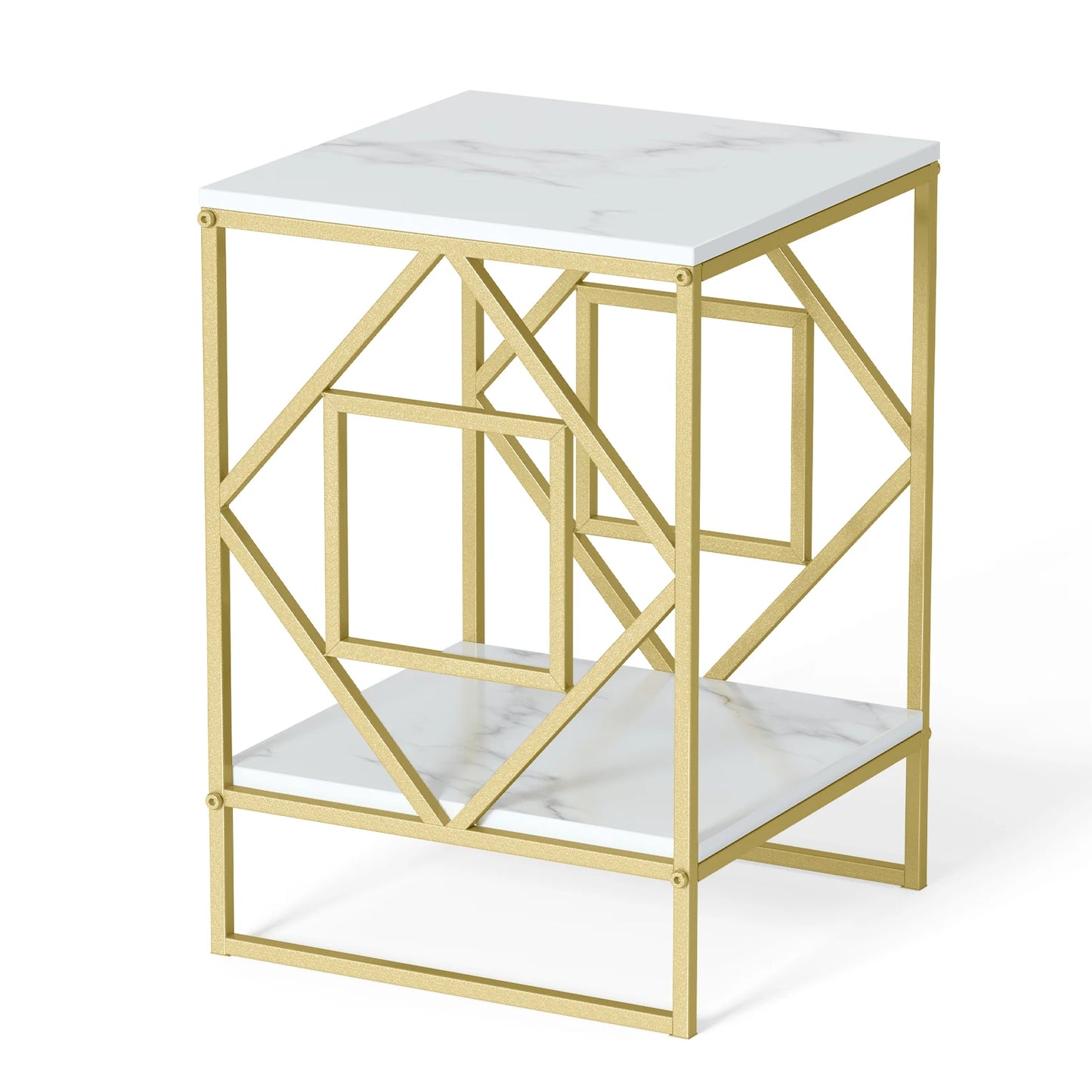 Wisfor Marble Tea Coffee Table Modern Square for Living Room