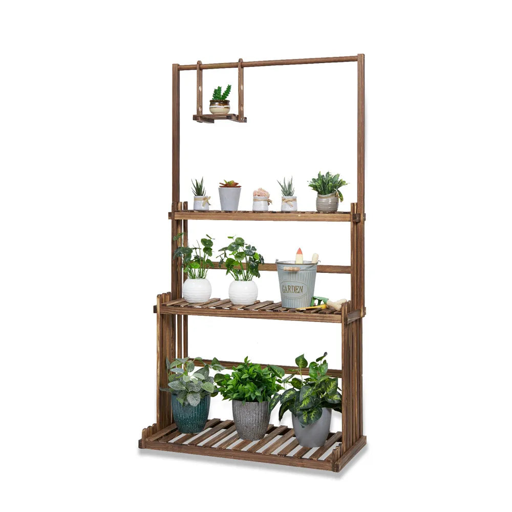 Bingopaw 3 Tier Wood Plant Stand Planter Shelves Indoor Outdoor
