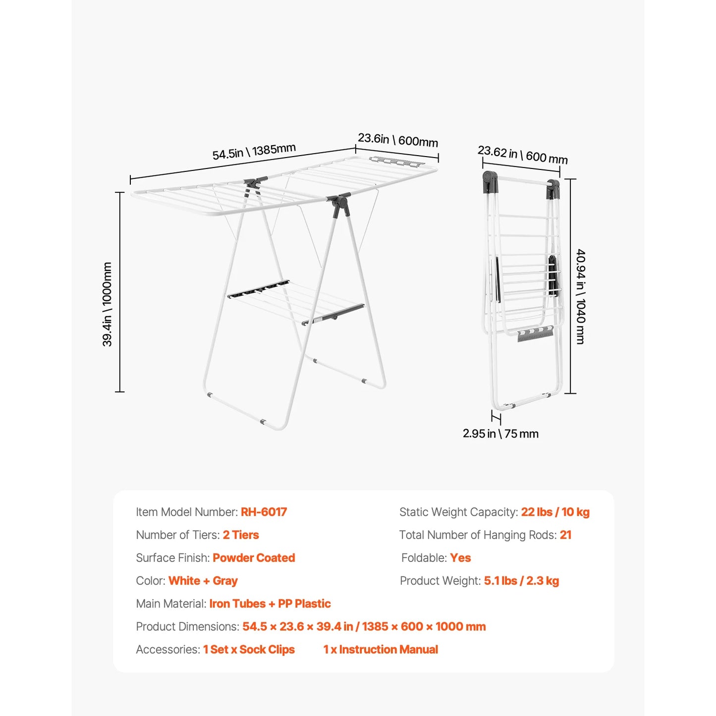 Clothes Drying Rack Foldable Laundry Dryer Rack With Sock Clips