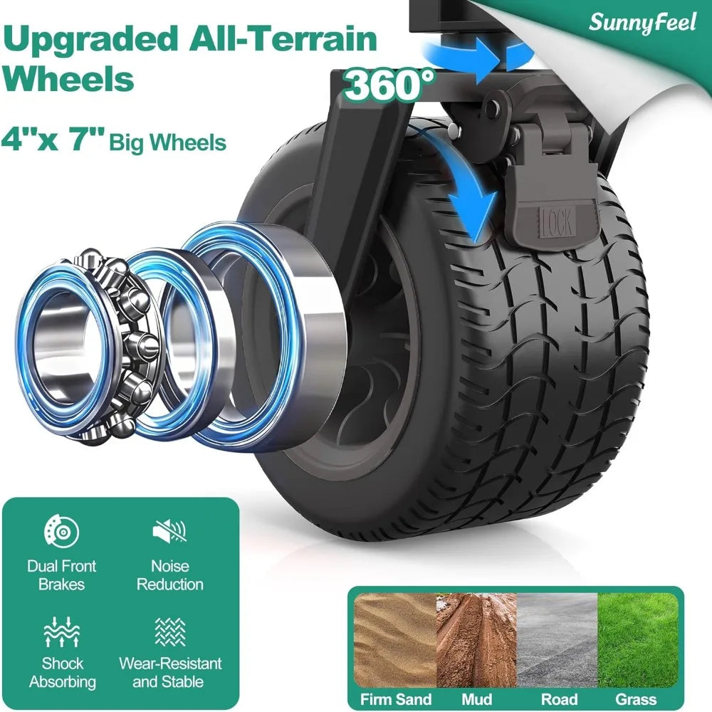 NBVCX Folding Wagon 300L Capacity All Terrain Wheels Adjustable Handle