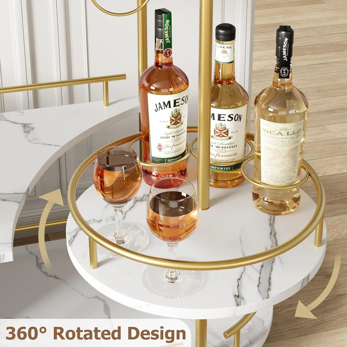 HobbyLane Bar Carts 4Tier Mobile Serving Cart With Wine Rack
