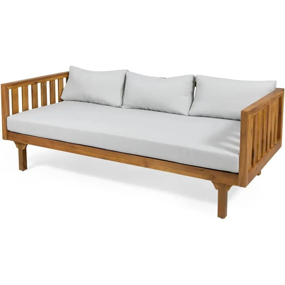 LuxeMerge Modern Acacia Wood Outdoor Daybed Sofa Set