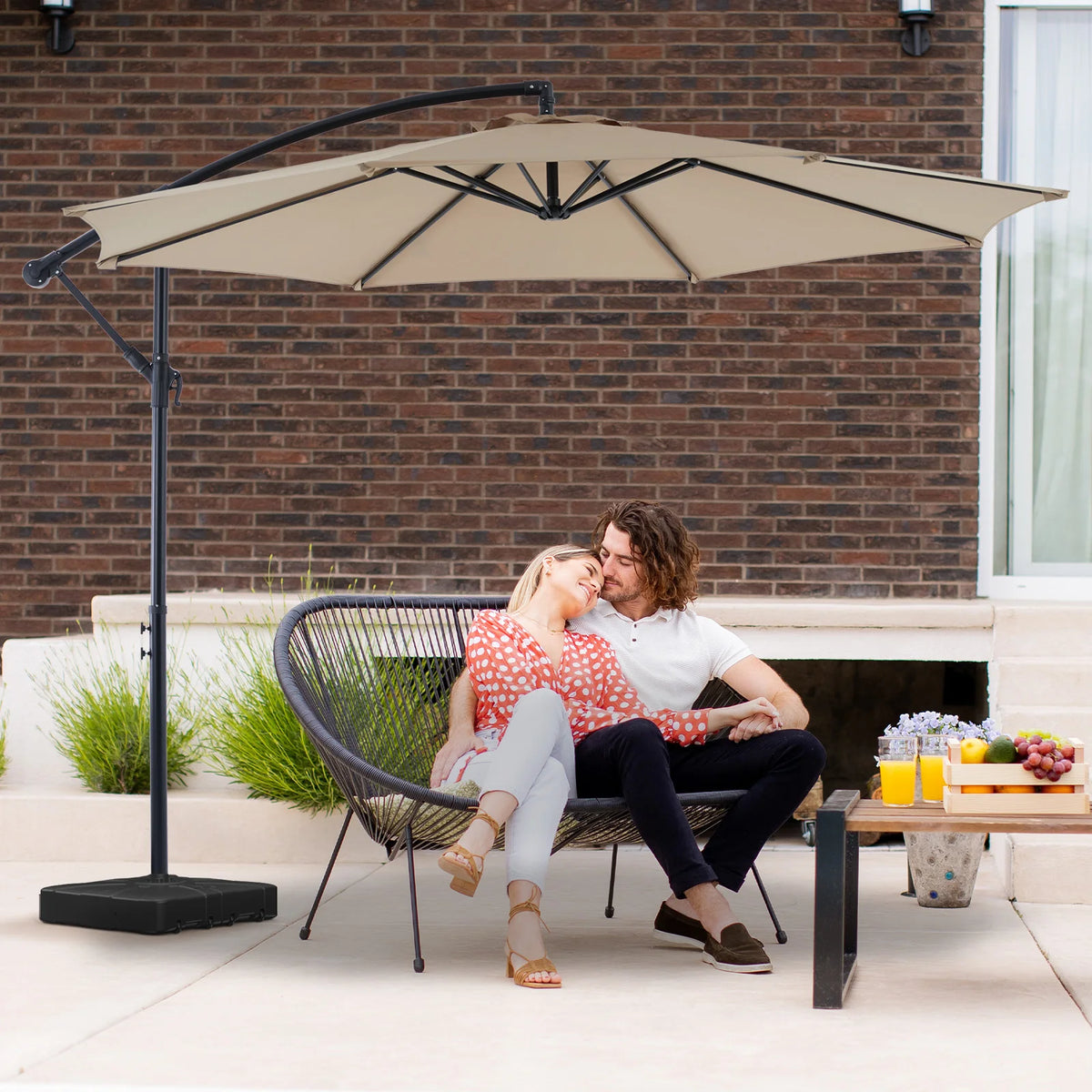 Jhk Outdoor Cantilever Patio Umbrella With Tilt And Uv Protection