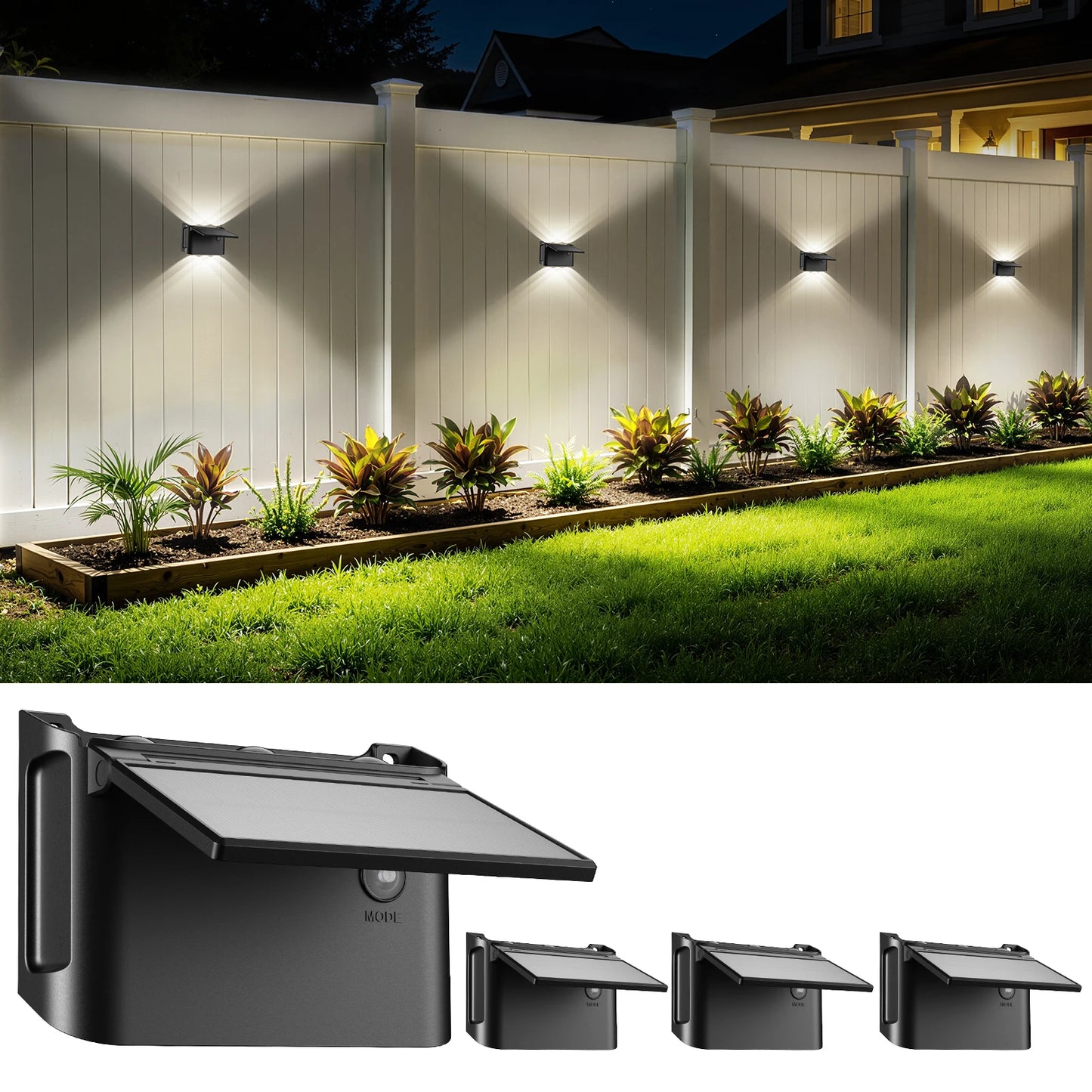 Intelamp Solar Wall Lights With Adjustable Outdoor LED Lighting