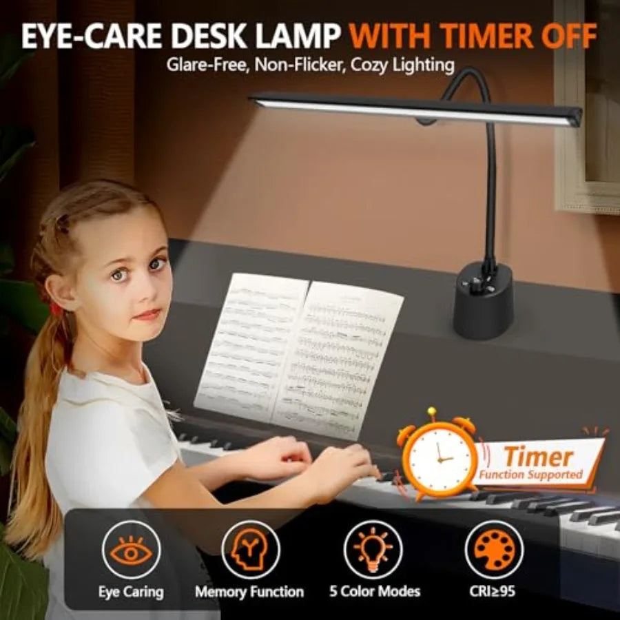 Piano Light - LED Piano Lamp for Grand/Upright/Digital Pianos - Adjustable Piano Light Desk Lamp with Flexible Gooseneck, 5 Col