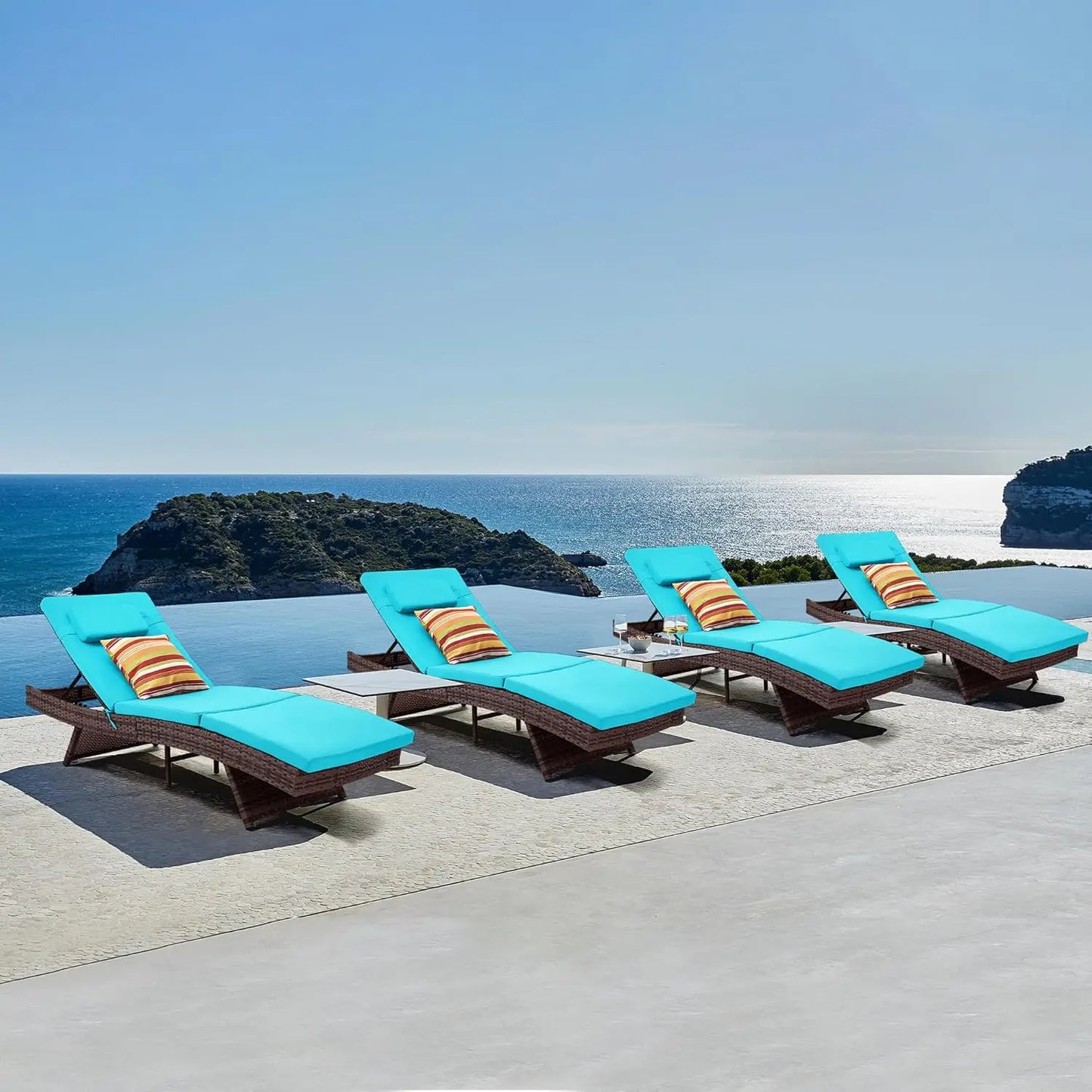 GUOHE Wicker Chaise Lounge Chairs Outdoor Patio Set of 4