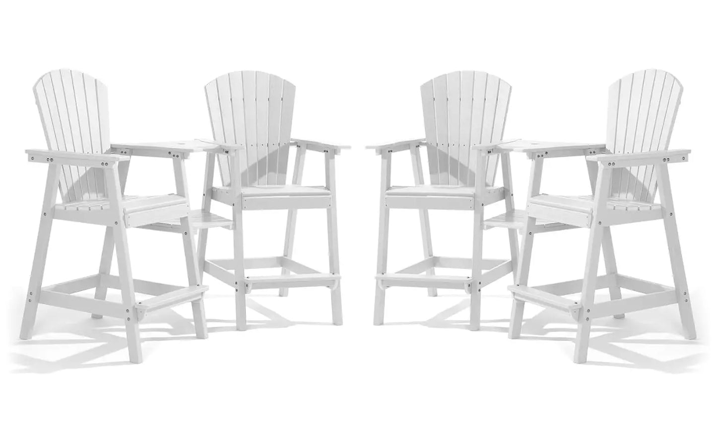 Bar Height Adirondack Chair Set Double Tray All Weather HDPE