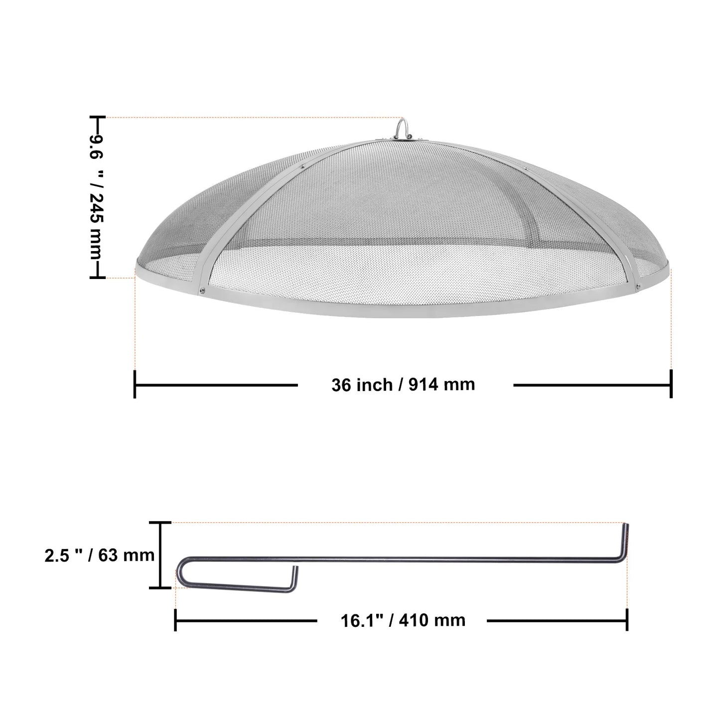 Outdoor Stainless Steel Fire Pit Spark Screen Cover