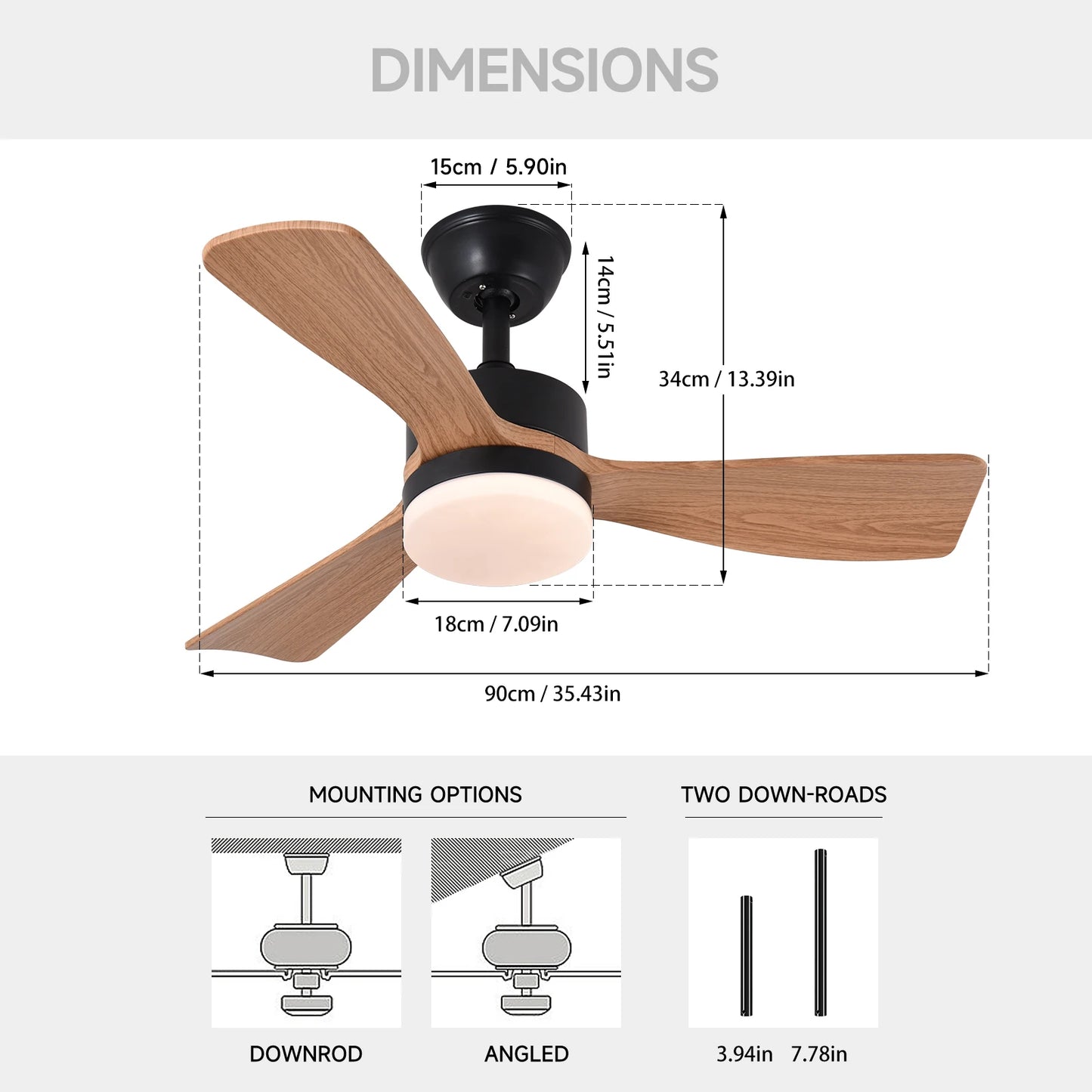 GreeLustr Ceiling Fan Lamp RGB LED Modern Dimming Pendant Light