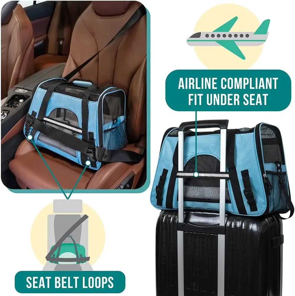 Airline Approved Soft Sided Pet Carrier With Ventilated Design And Sherpa Bed