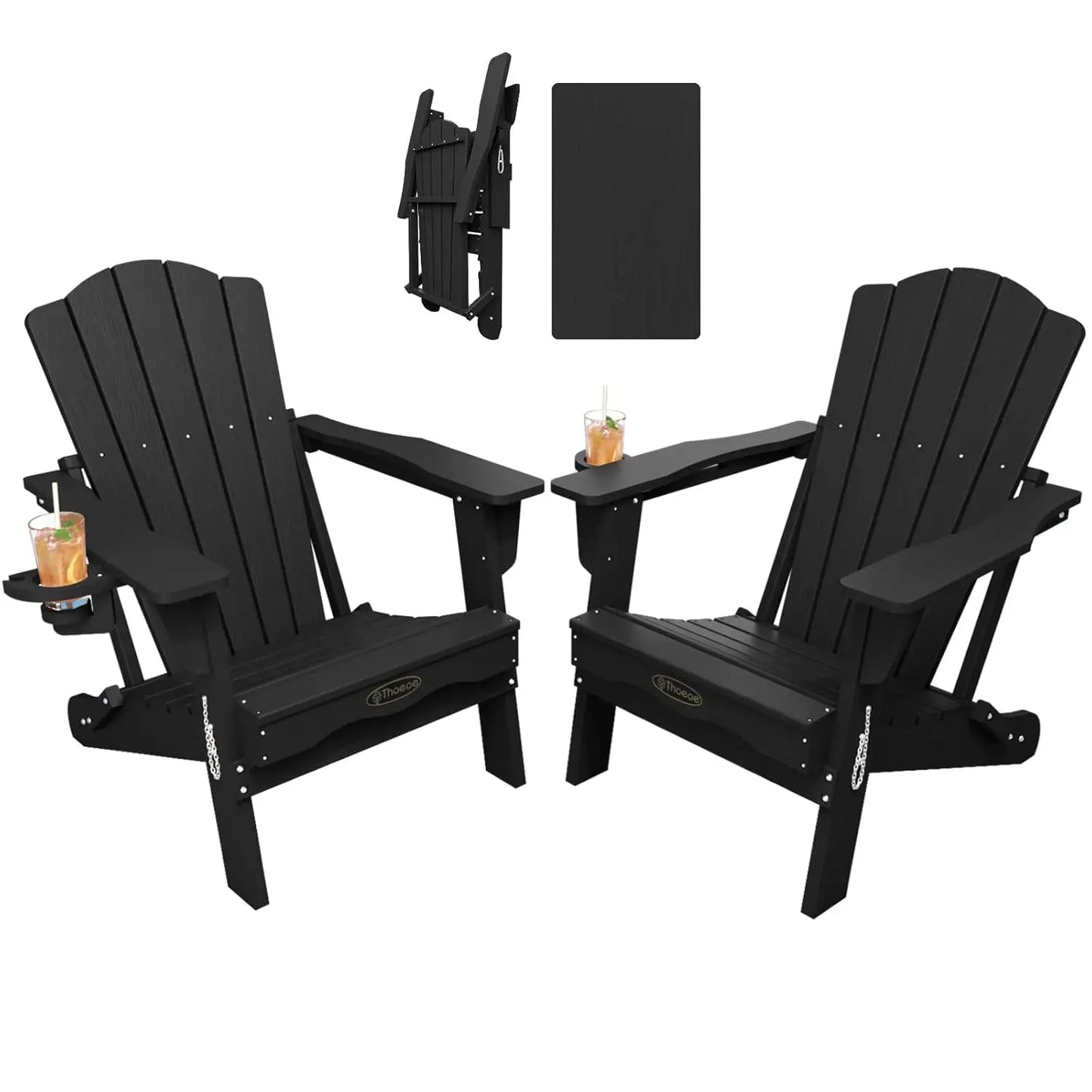 MOYU Folding Adirondack Chairs Cup Holder Set Of 2 Outdoor