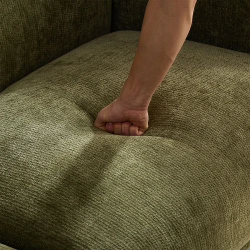 Minimalist Curved Sofa With Boucle Fabric And Solid Wood Frame