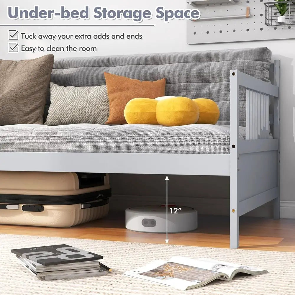 KOMOTT Wood Daybed With Wooden Slats Support Modern Platform Frame