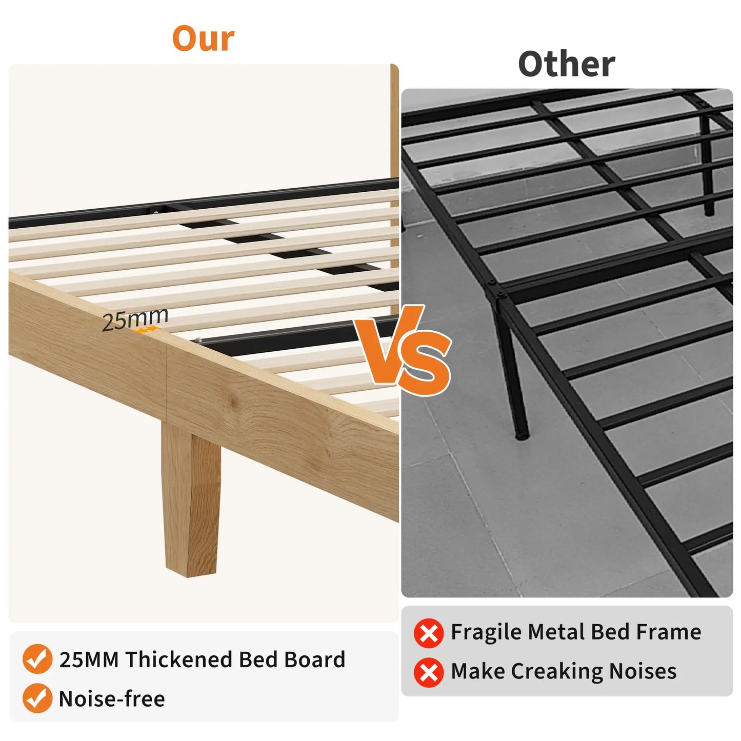 Rattan Bed Frame With LED Lights Boho Platform Bed