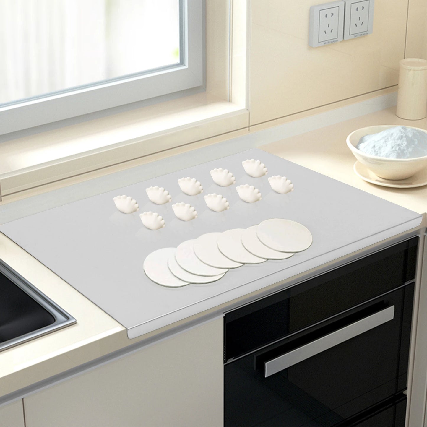 Stainless Steel Chopping Board With L Shaped Folded Edge
