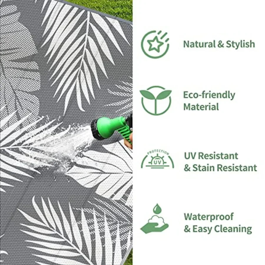 Outdoor Rug Waterproof for Patios Clearance, Reversible Plastic Straw Camping Carpet, Large Area Rugs Mats for RV, Picnic, Back