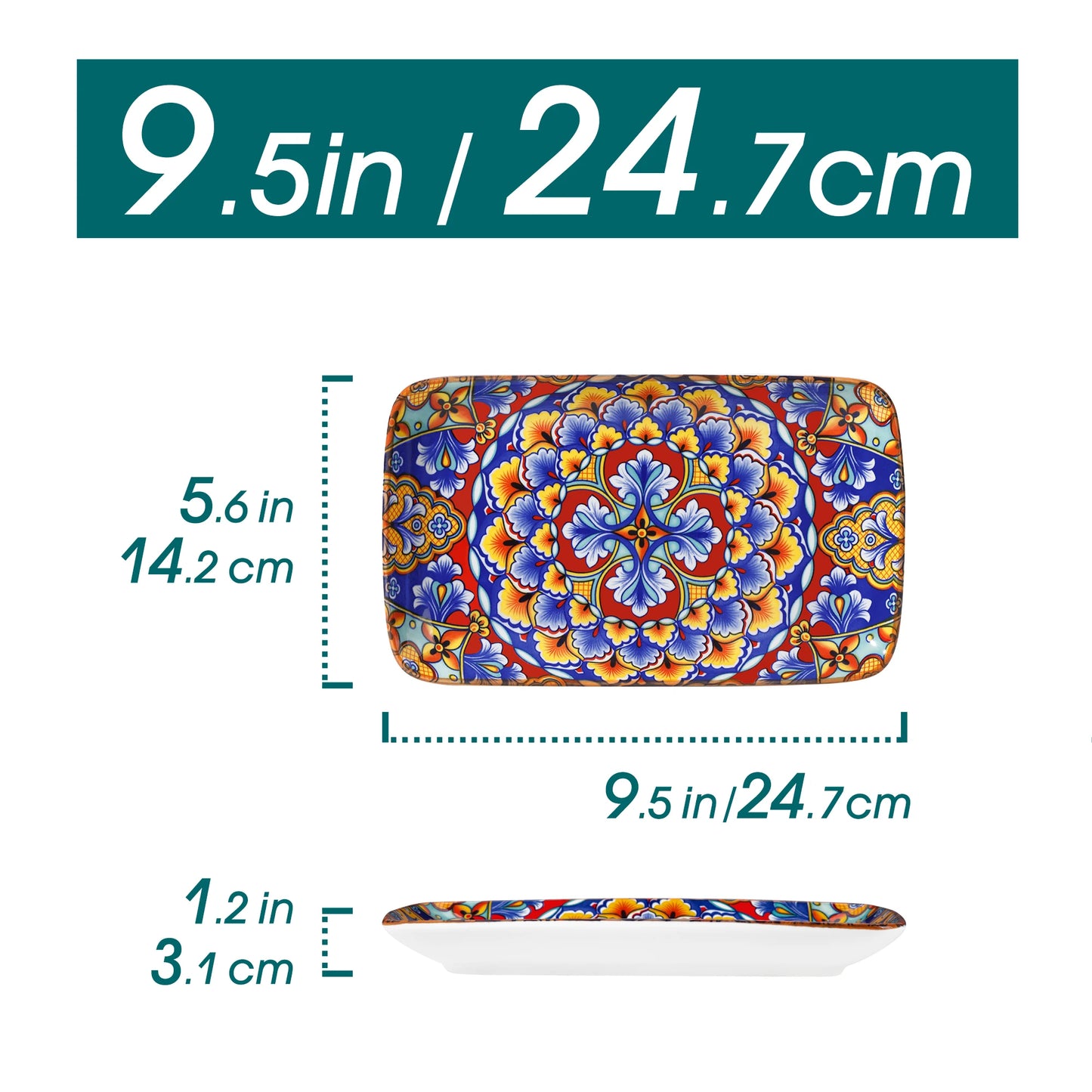 Malacasa Rectangular Porcelain Serving Plates Set for Everyday Dining