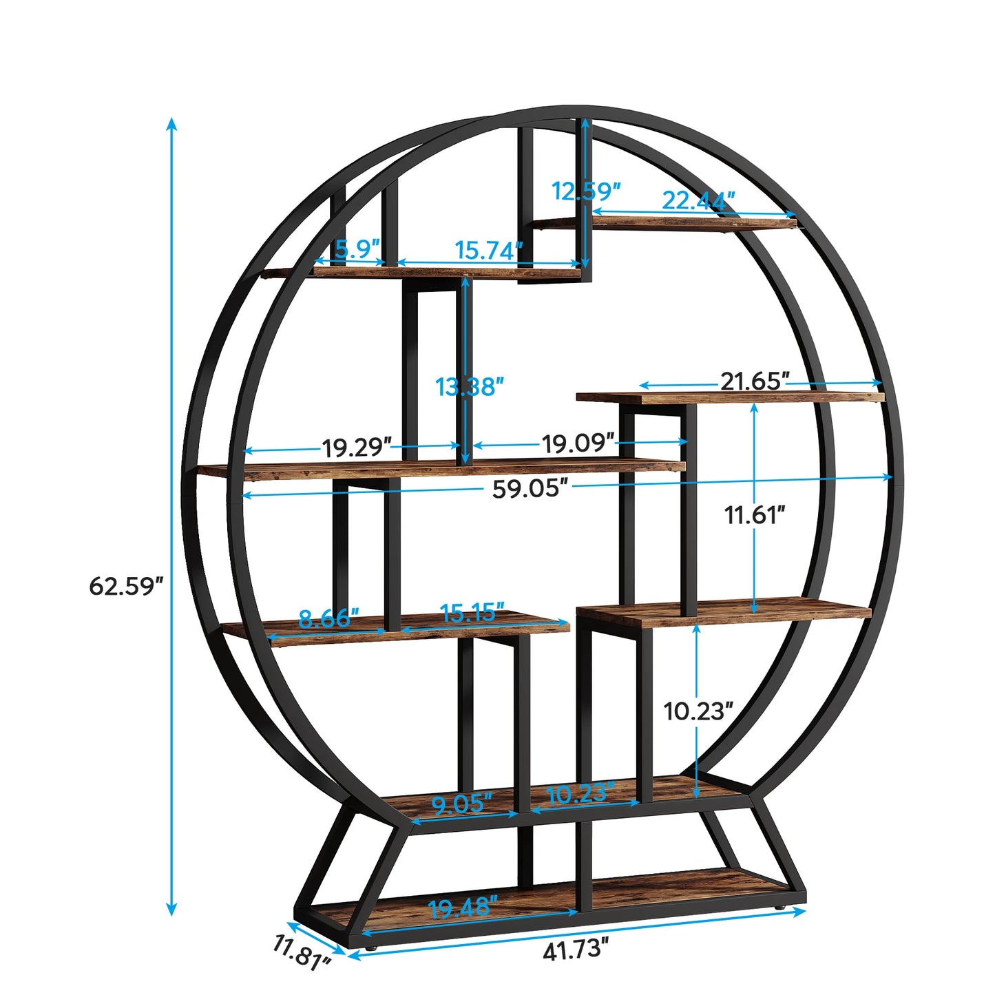Tribesigns Round Etagere Bookshelf With Staggered Five Tier Shelves