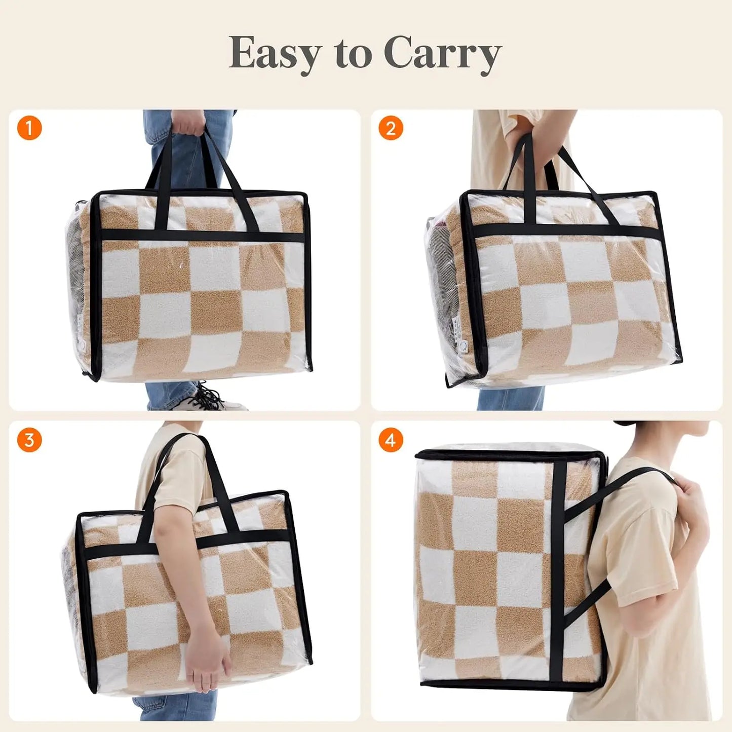 Clear Vinyl Clothes Storage Bags With Zipper 4 Pack