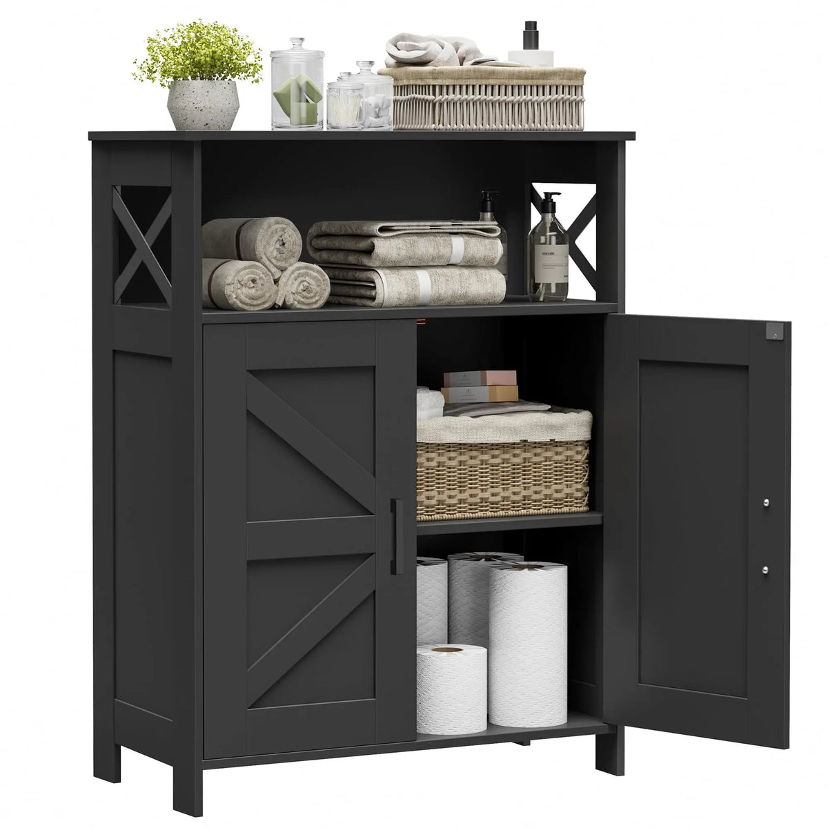 XIUWO Bathroom Storage Cabinet With Doors And Adjustable Shelves