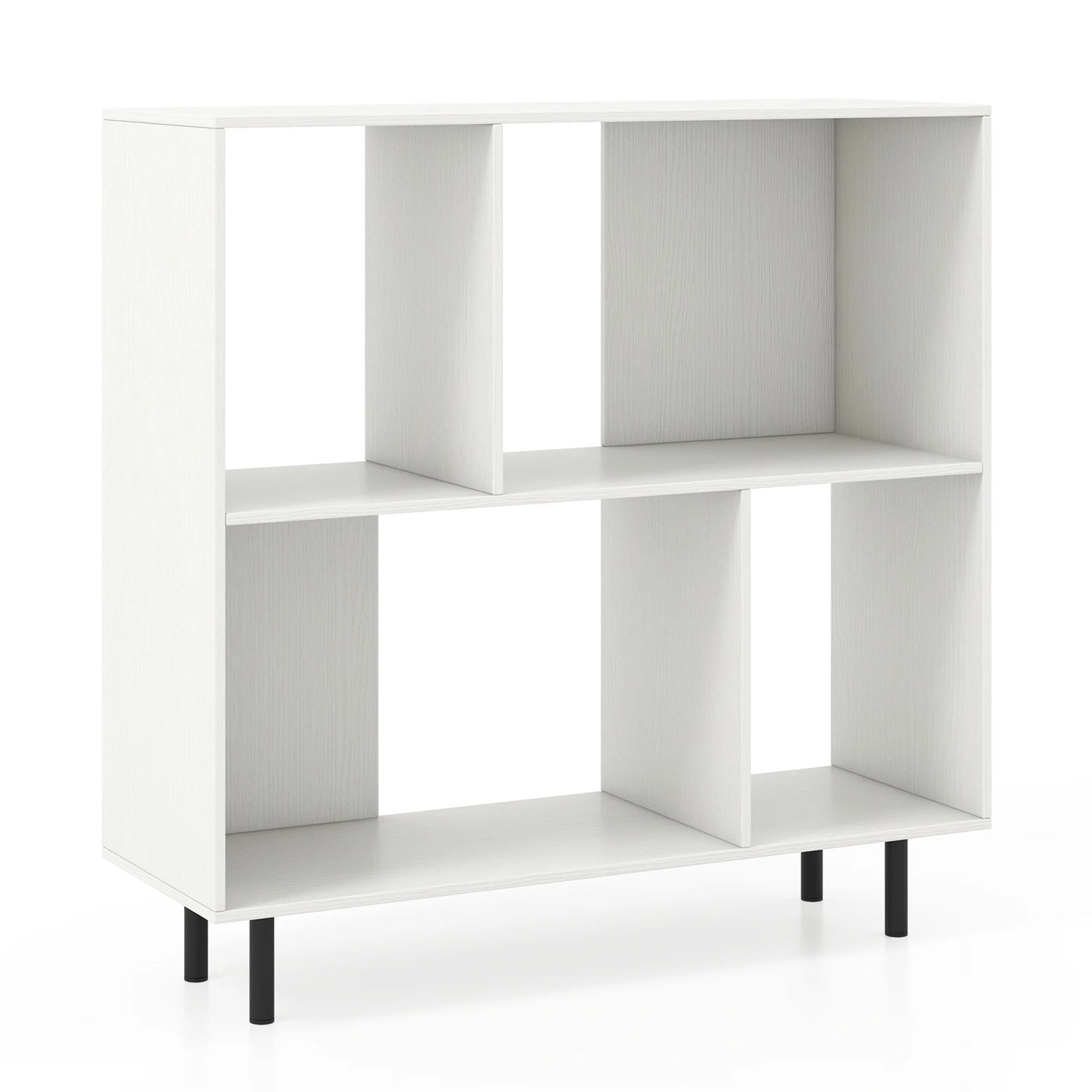 HOMASIS Open Shelf Bookcase Midcentury Modern Cube Storage Four Compartments
