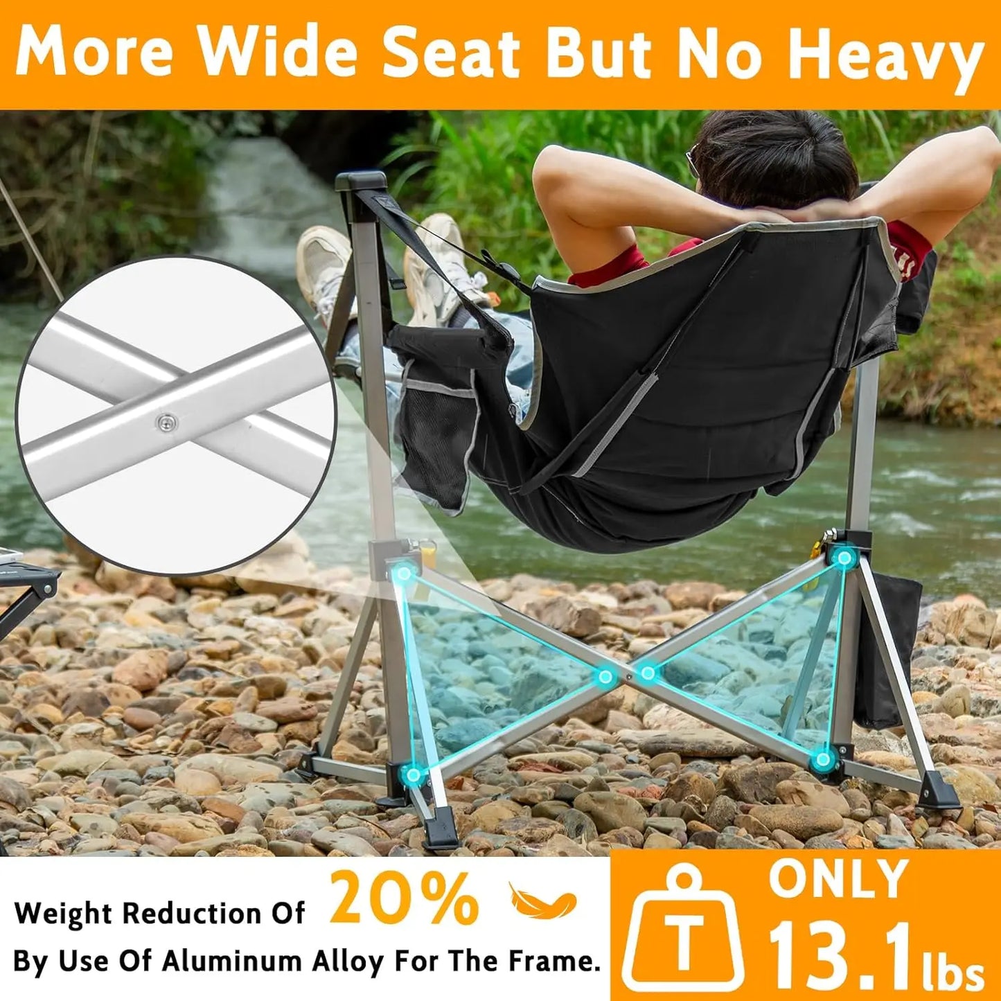 Two Pack Aluminum Hammock Chair With Footrest Portable Folding Swing Chair