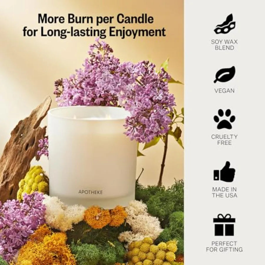 Three-Wick Scented Candle With Soy Wax Vetiver Sandalwood Eucalyptus Fragrance