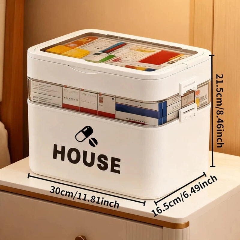 Multi Layer Transparent First Aid Storage Box With Detachable Compartments