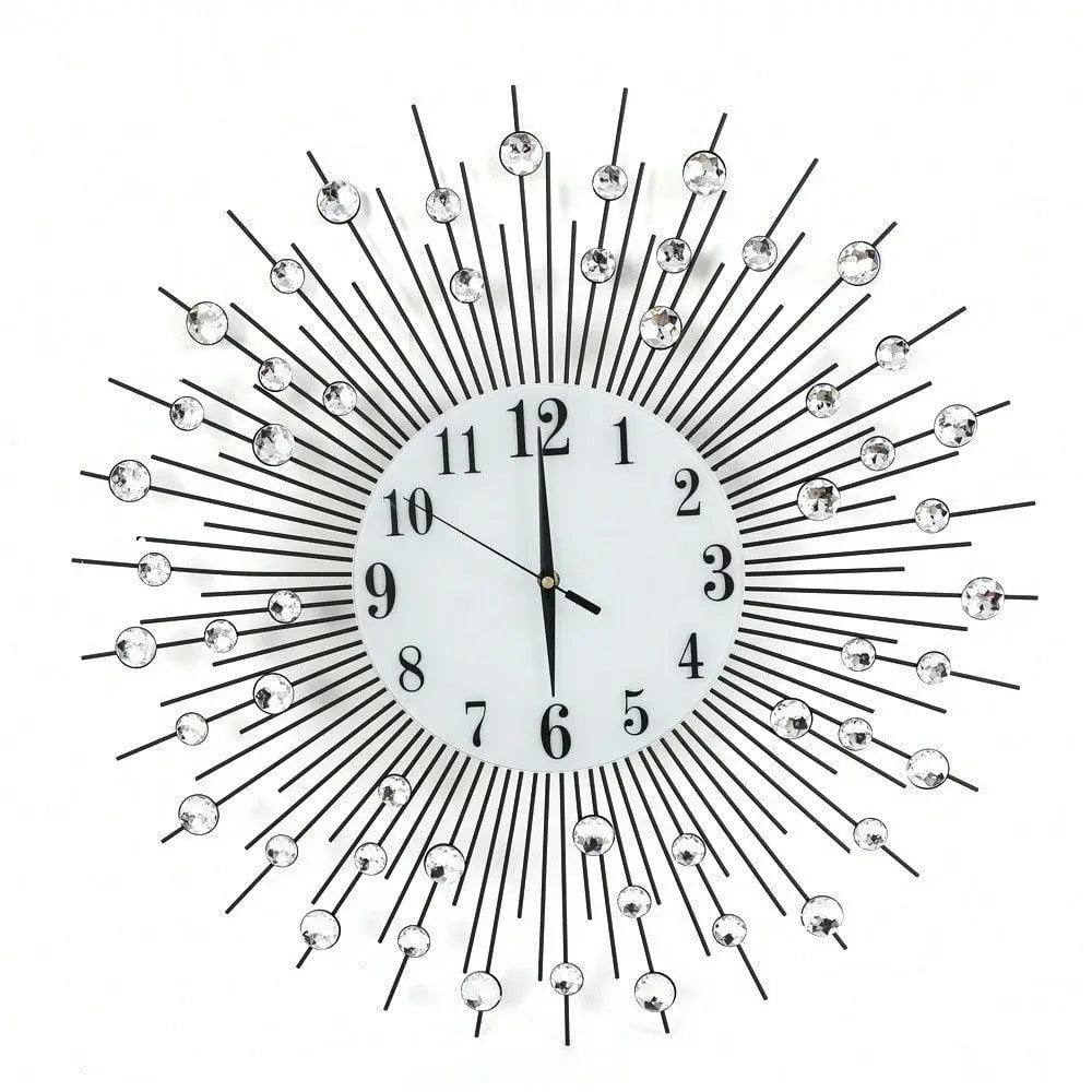 Wall Clock Modern Crystal Diamond Wall Clocks 3D Luxury Flower Clock Non Ticking Silent Metal For Living Room