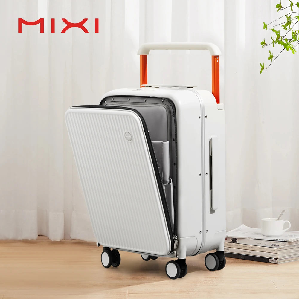 Mixi Front Laptop Pocket Suitcase Wide Handle Travel Luggage