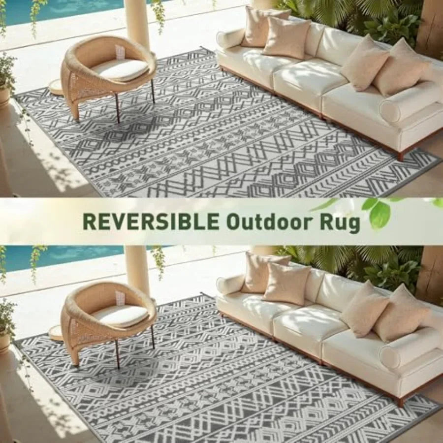 Outdoor Rug Carpet Waterproof 5x8 Outdoor Patio Rug Mat Reverisble Plastic Straw Outdoor Rug for RV Camping Picnic Beach Balcon