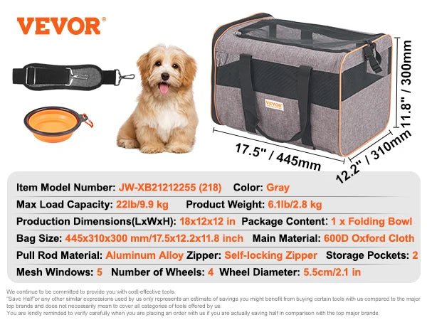 Breathable Pet Cat Carrier Backpack With Wheels Telescopic Handle Travel
