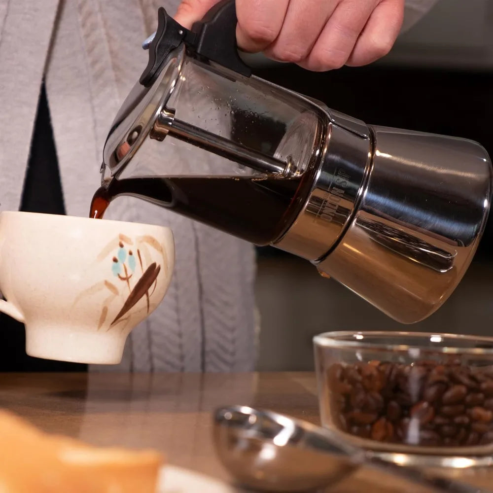 Xmsj Glass And Stainless Steel Stovetop Espresso Maker Moka Pot