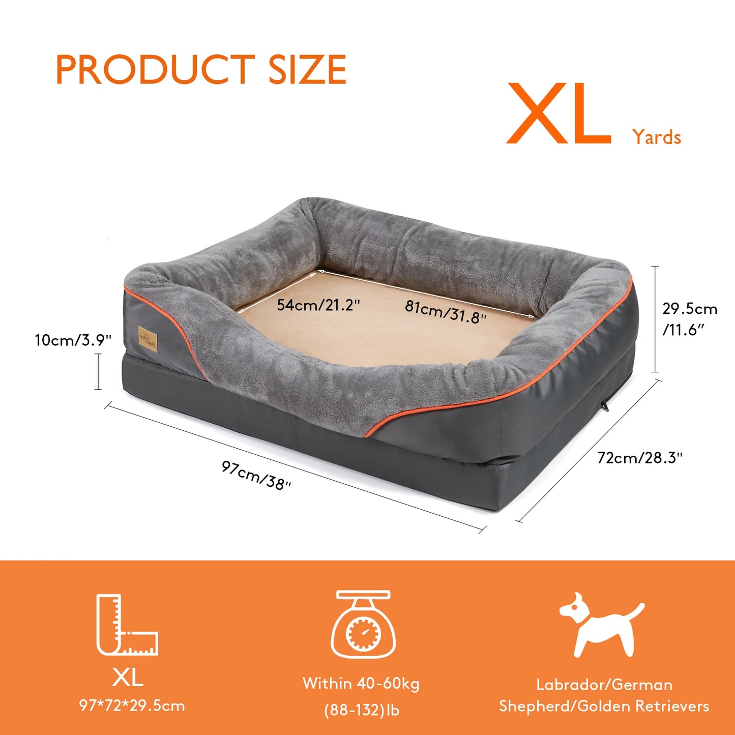 BINGOPAW Hypoallergenic Dog Bed With Removable Washable Cover Waterproof
