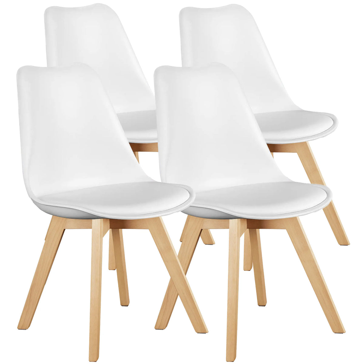 JHK PU Leather Dining Chairs With Wooden Legs And Cushions