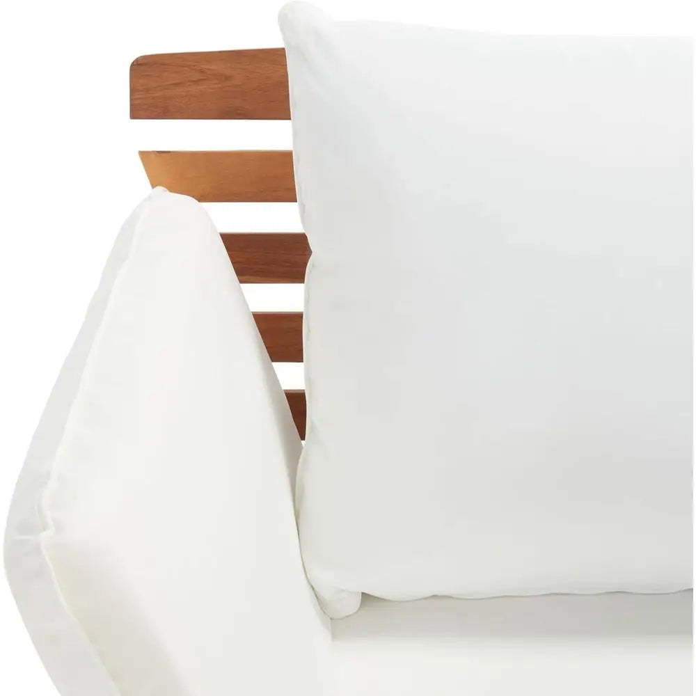LuxeMerge Outdoor Acacia Wood Expandable Loveseat Daybed