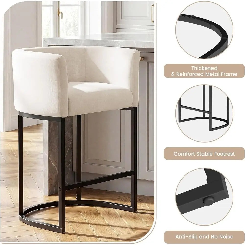 Chenille Counter Height Bar Stools Set Of 2 Upholstered Chairs