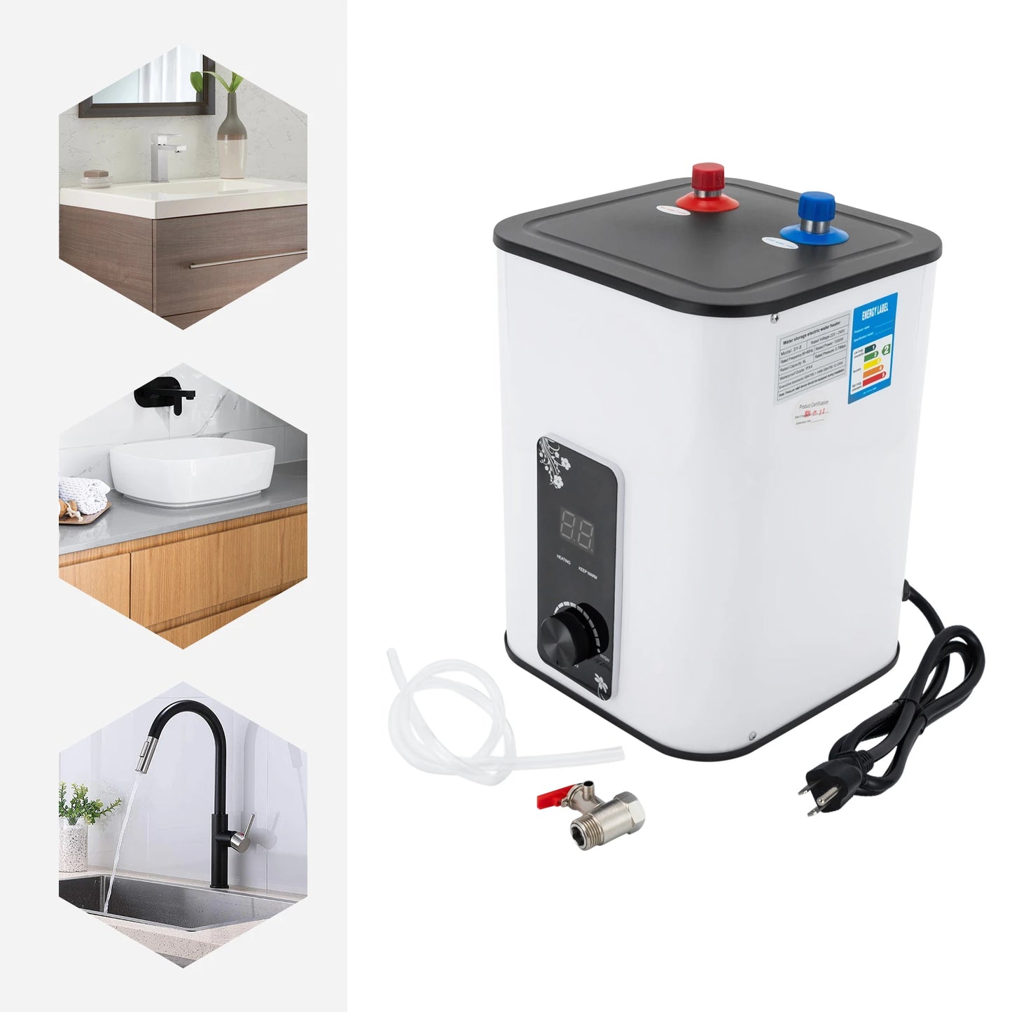 Electric Water Heater 1500W 8L Under Sink Instant Heat SY-8
