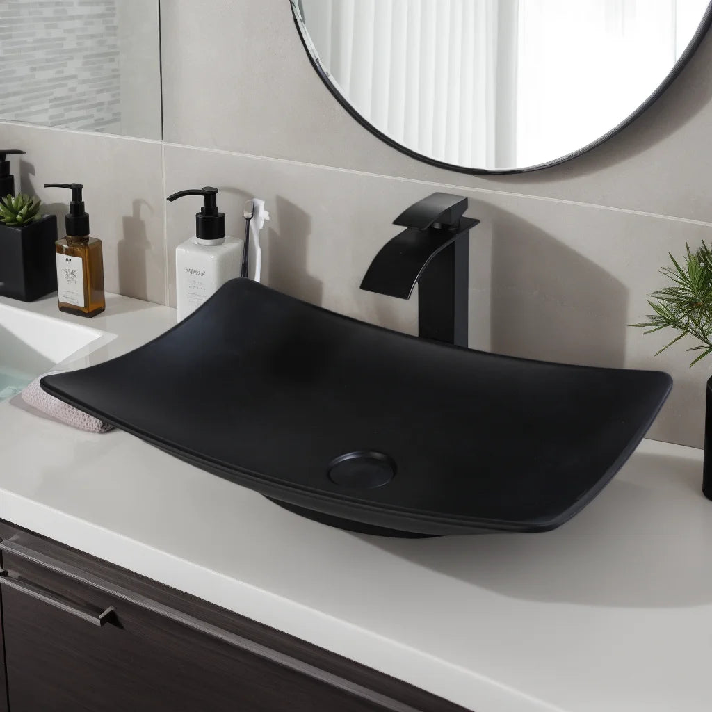 MEKKHALA Oval Acrylic Countertop Vessel Sink Bathroom Washbasin