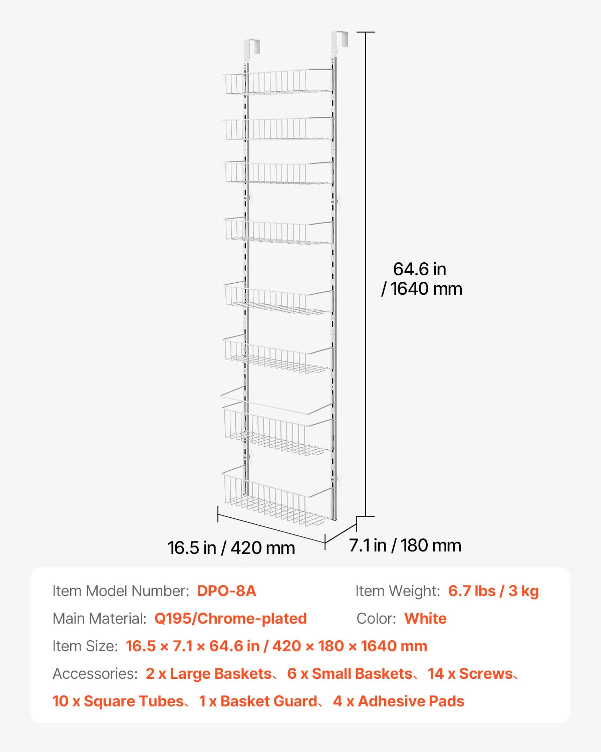 SucceBuy Over the Door Pantry Organizer Six To Ten Tier