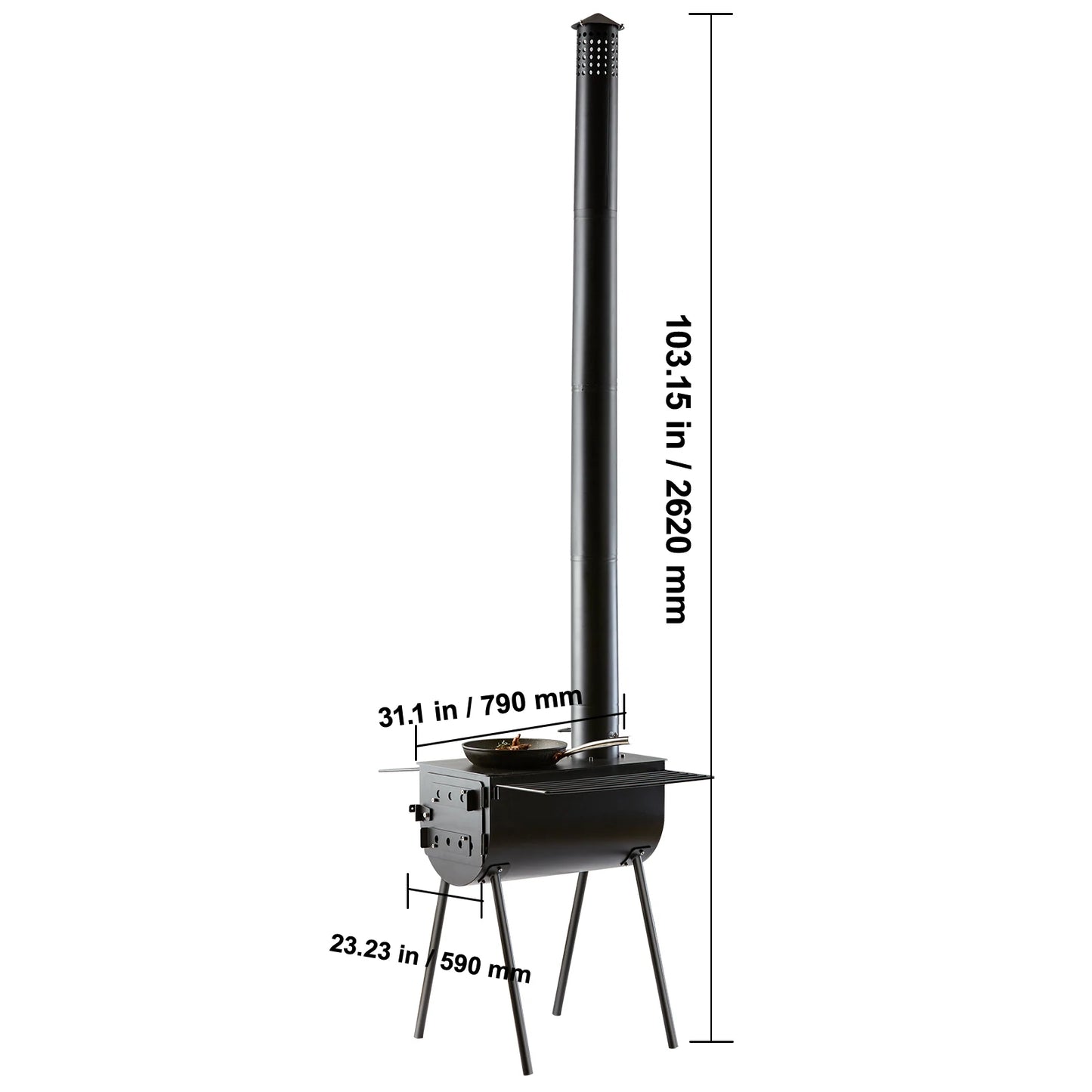 Premium Portable Wood Burning Stove For Camping With Chimney Pipes
