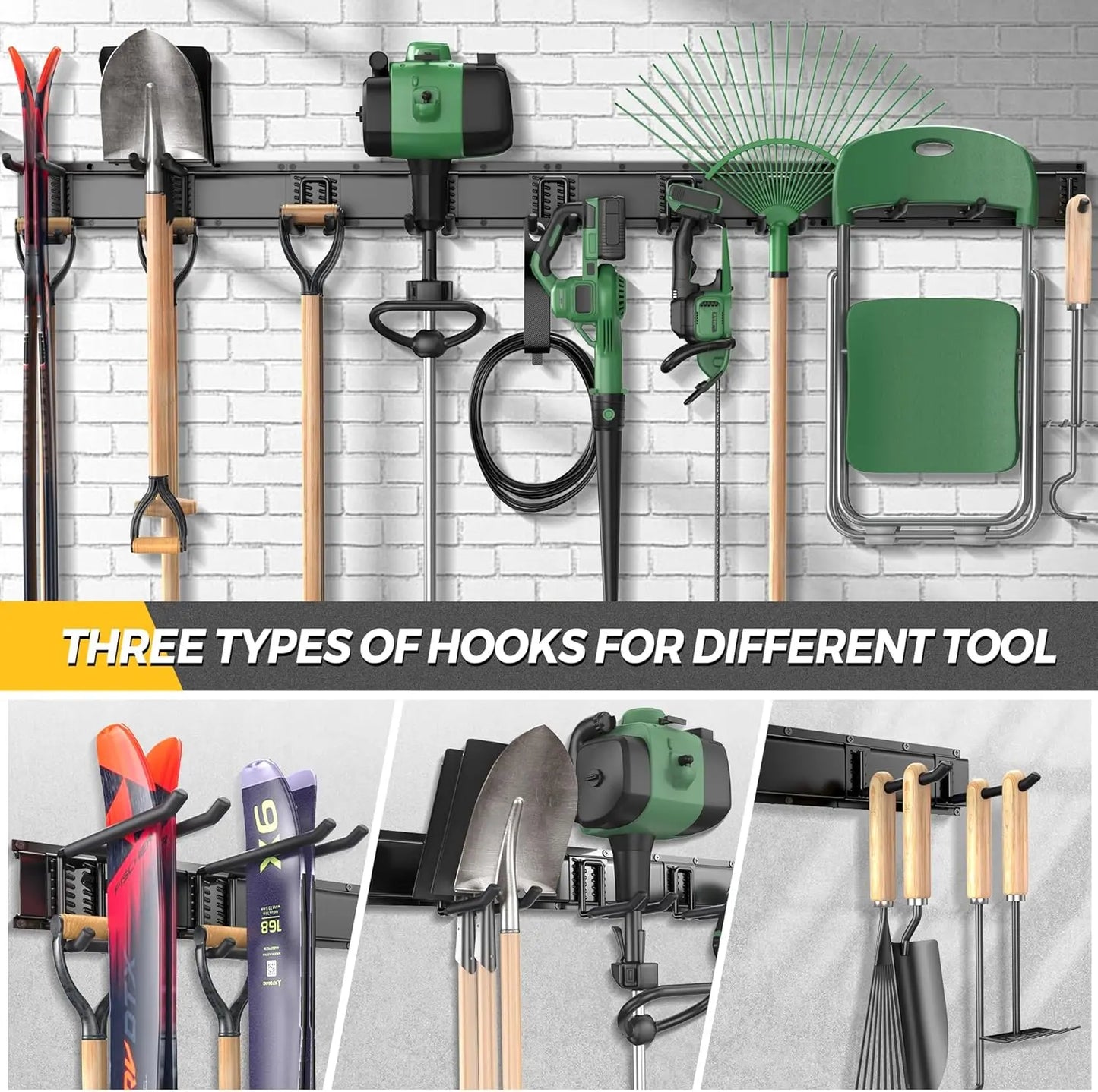 Heavy Duty Garage Tool Organizer Wall Mount Metal Storage Rack