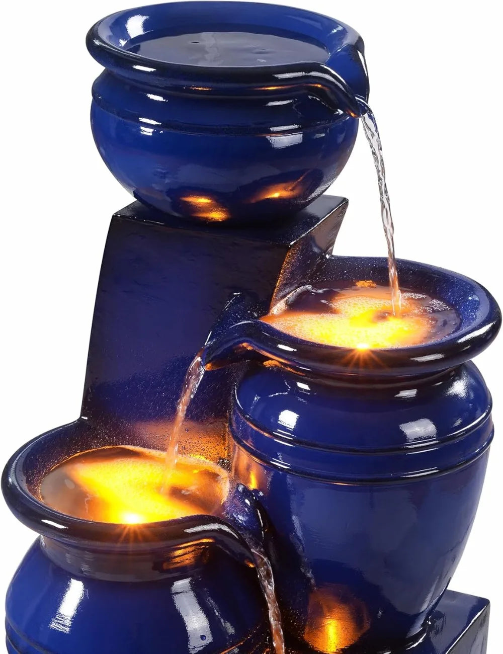 4-Tier Cascading Solar Powered Water Fountain Outdoor