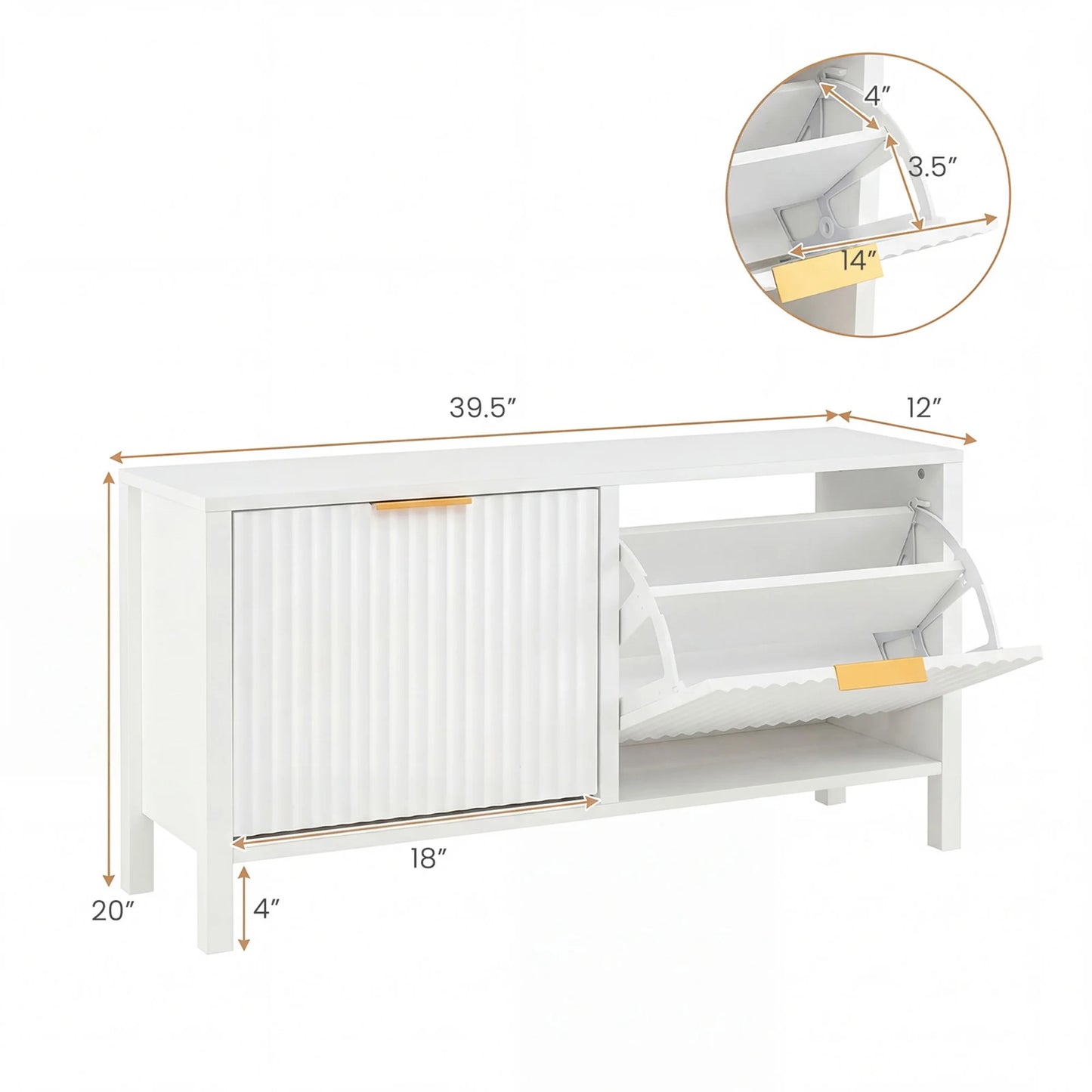 HOMASIS Shoe Storage Bench With Two Flip Drawers For Entryway
