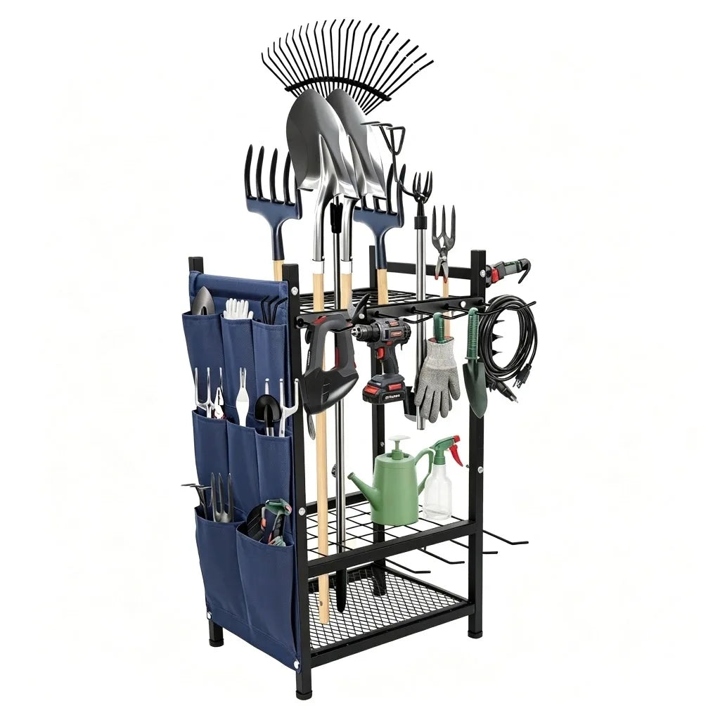 Heavy Duty Garden Tool Storage Rack Freestanding Long Handle Holder