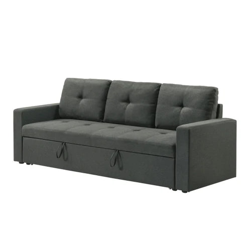 Fabric Upholstered Sleeper Sofa With Tufted Cushions For Living Room
