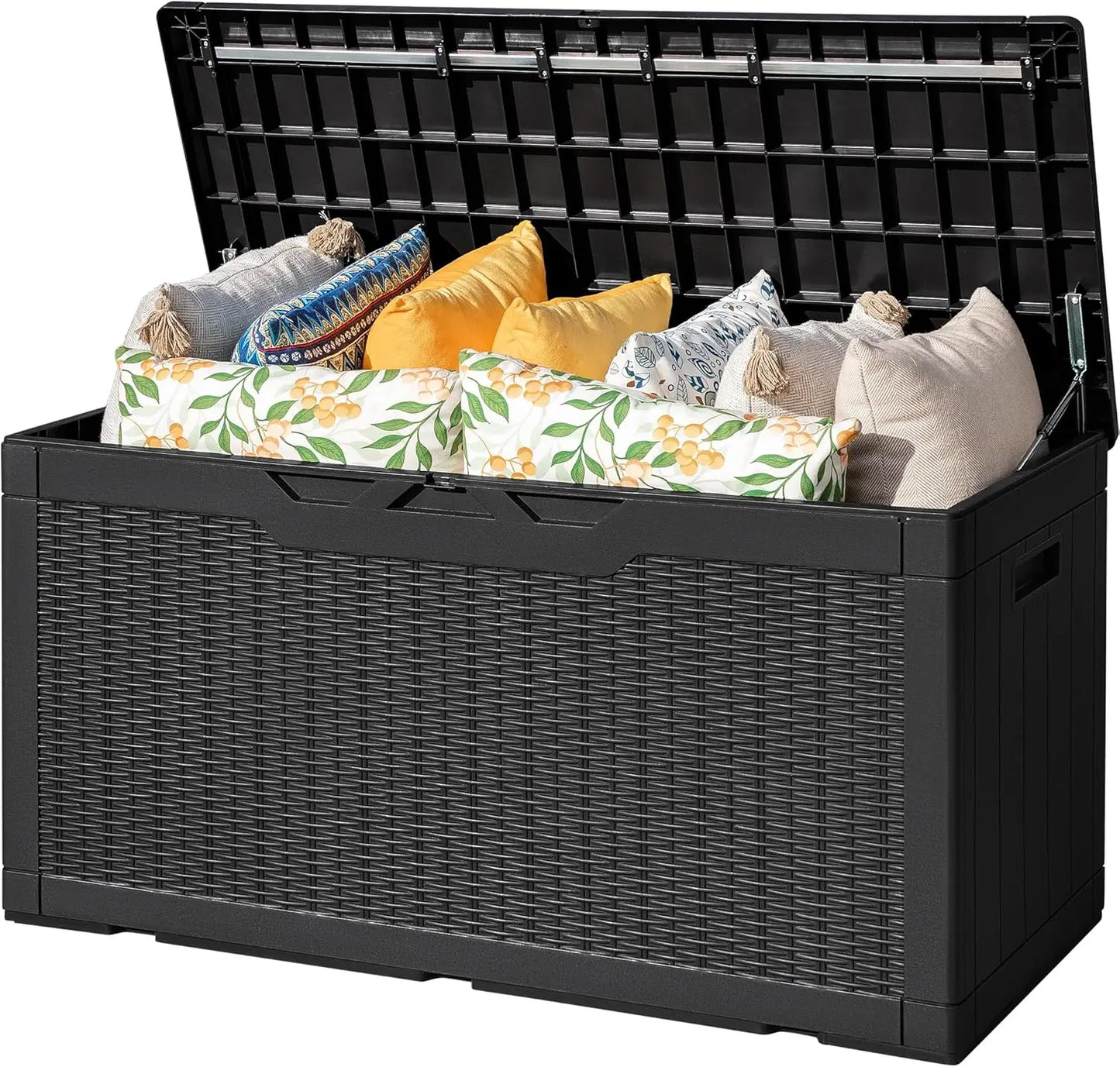 Resin Waterproof Outdoor Storage Deck Box With Wood Texture