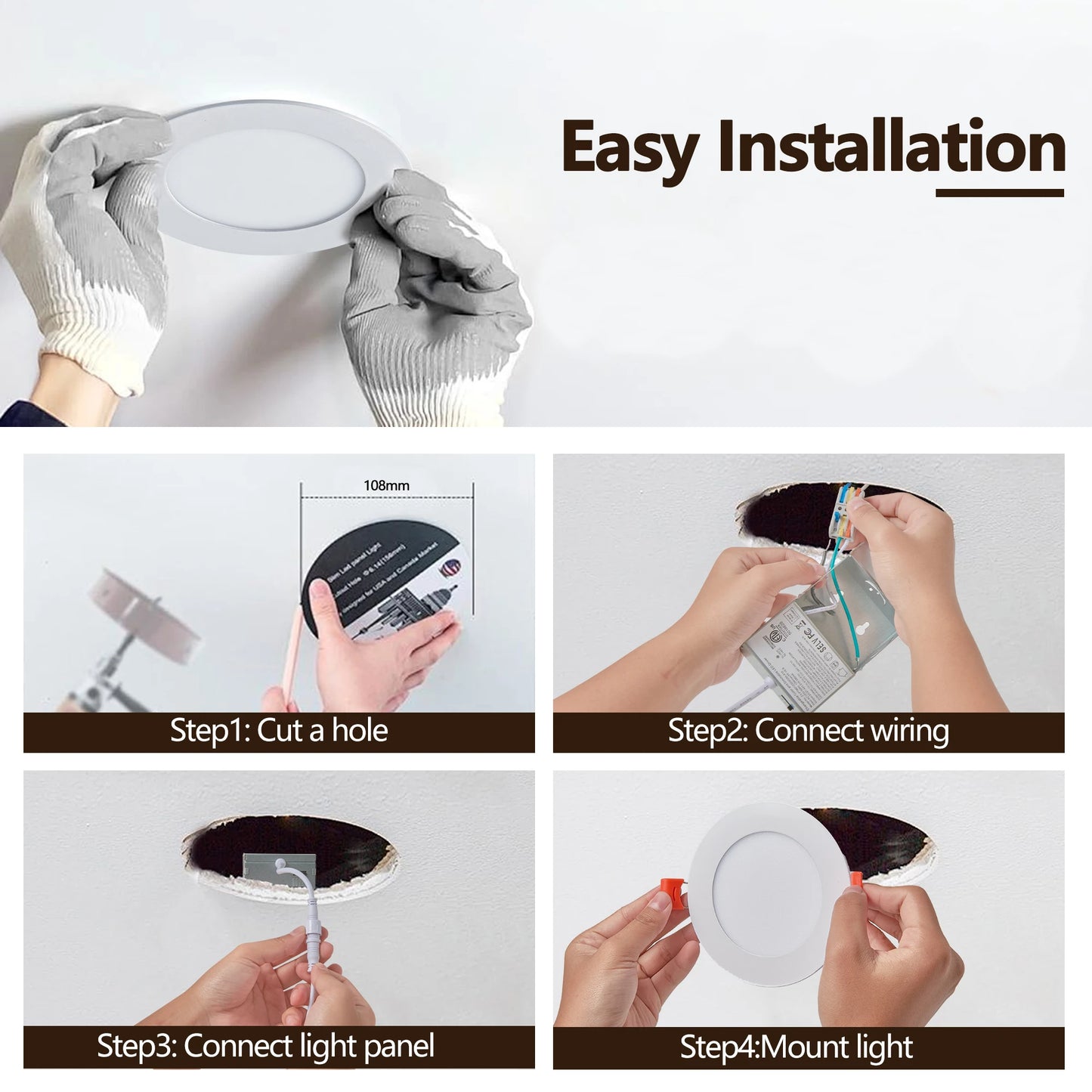 ARLGSITE Shell Less Led Ceiling Lights Recessed Dimmable Downlights Kit