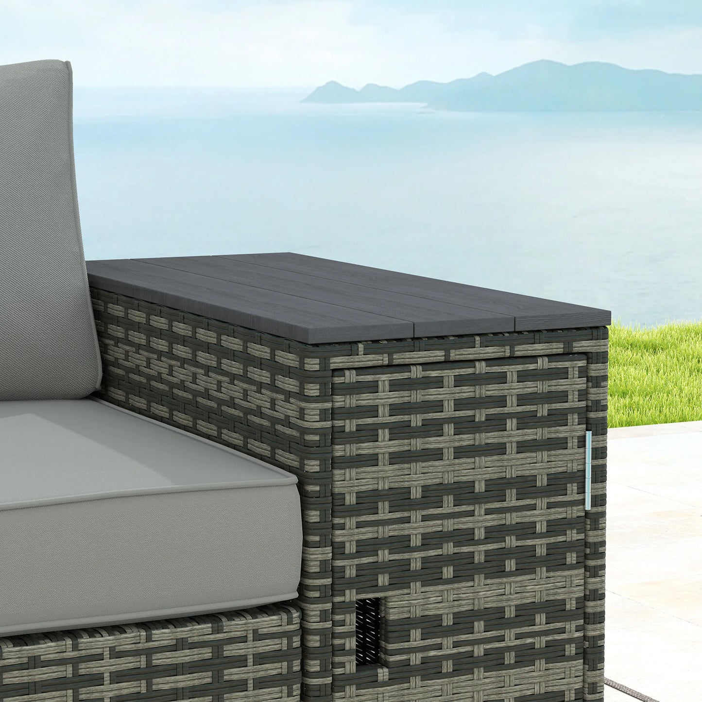 Wicker Outdoor Couch With Storage 3 Seater Patio Sofa