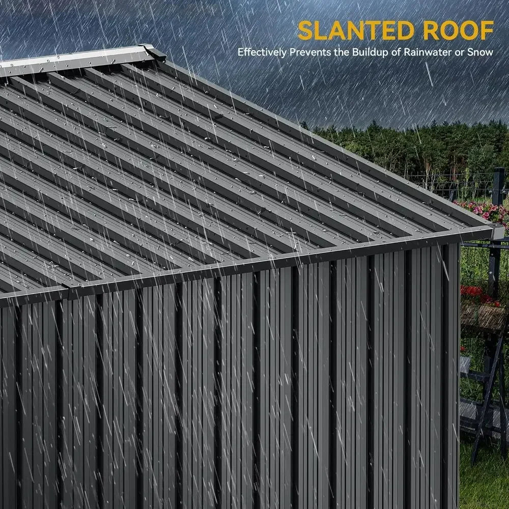 Durable Metal Outdoor Storage Shed Secure Ventilated Tools Bikes Lawnmowers